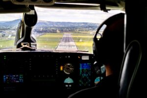 Pilot cockpit view demonstrating visual demands relevant to LASIK Sydney and aviation professionals