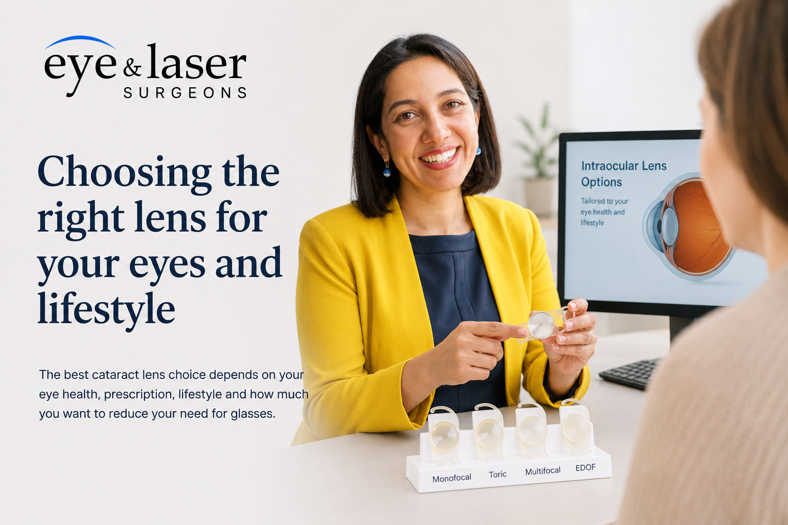 Cataract Lens Options Sydney Cataract lens options explained during an intraocular lens consultation in Sydney