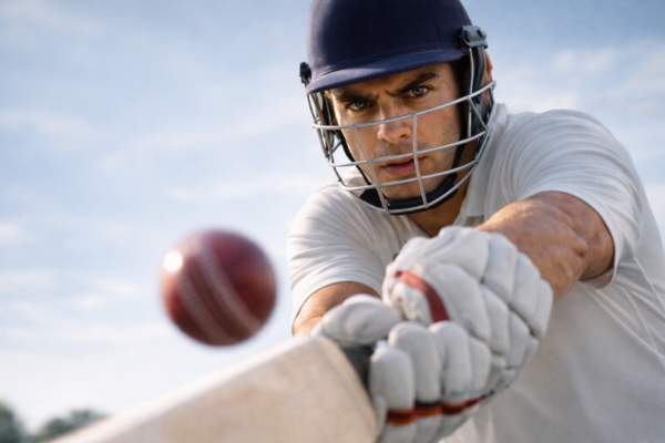 SMILE Laser Vision Correction for Sport & Active Lifestyles | Eye & Laser Surgeons Cricketer watching the ball closely while batting, illustrating how SMILE Laser Vision Correction may reduce dependence on glasses or contact lenses for suitable patients with active lifestyles.
