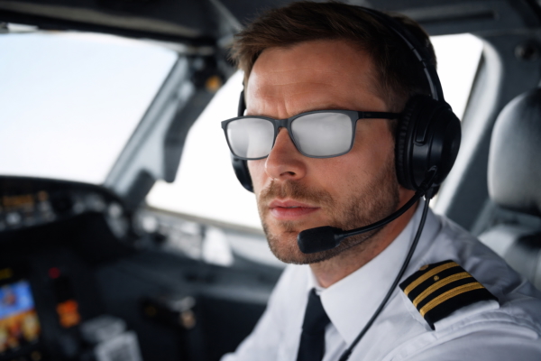 SMILE Laser Vision Correction for Pilots & Aviation Professionals | Eye & Laser Surgeons Pilot in an aircraft cockpit with fogged glasses, illustrating how SMILE Laser Vision Correction may reduce dependence on glasses for suitable patients working in aviation.